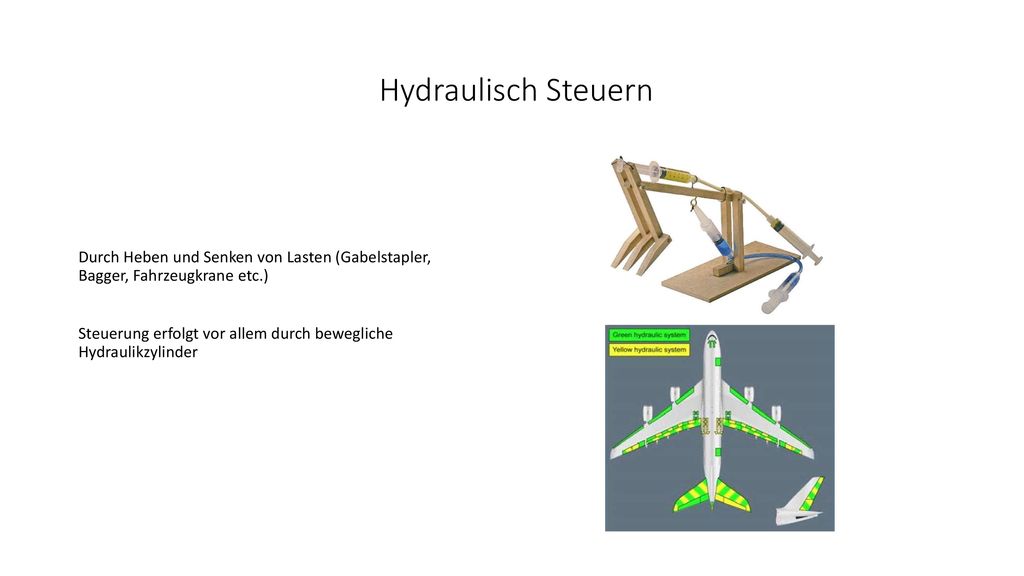 Hydraulisch Steuern Durch Heben und Senken von Lasten (Gabelstapler, Bagger, Fahrzeugkrane etc.)