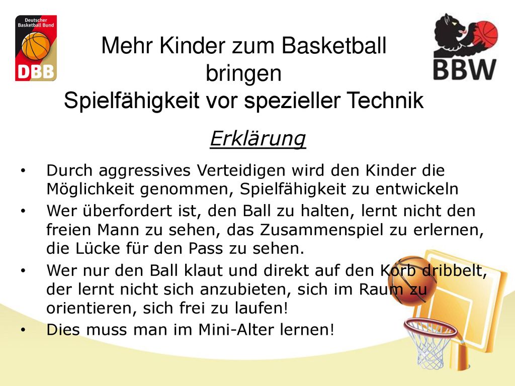 Mehr Kinder zum Basketball bringen Spielfähigkeit vor spezieller Technik