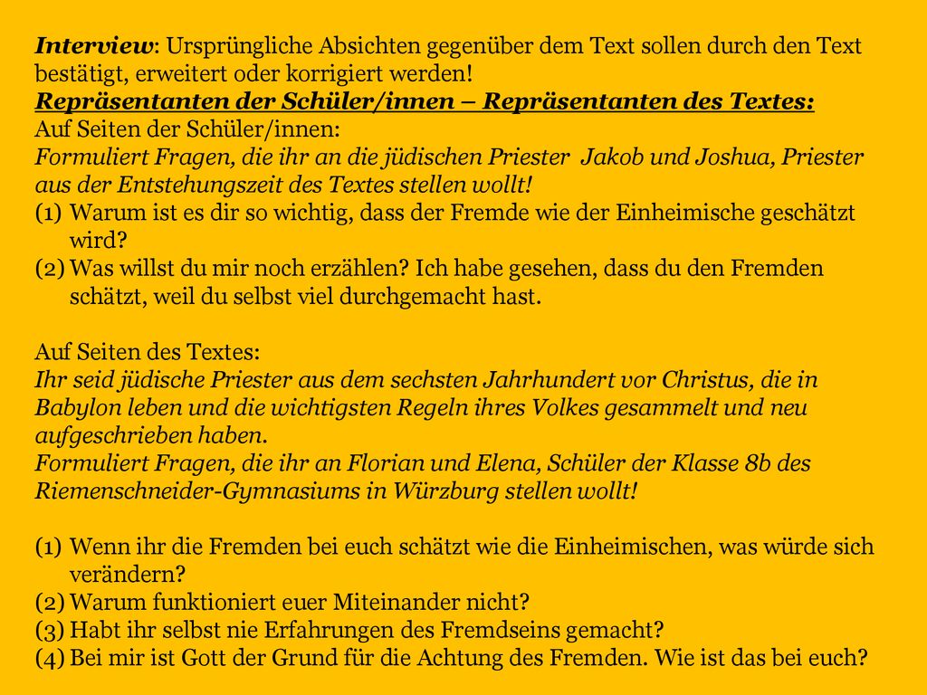 Interview: Ursprüngliche Absichten gegenüber dem Text sollen durch den Text bestätigt, erweitert oder korrigiert werden!
