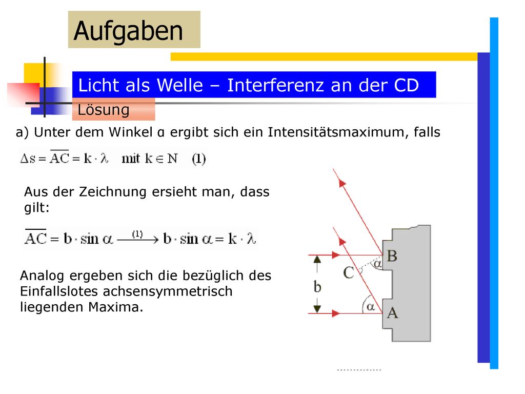Aufgaben Licht als Welle – Interferenz an der CD Lösung