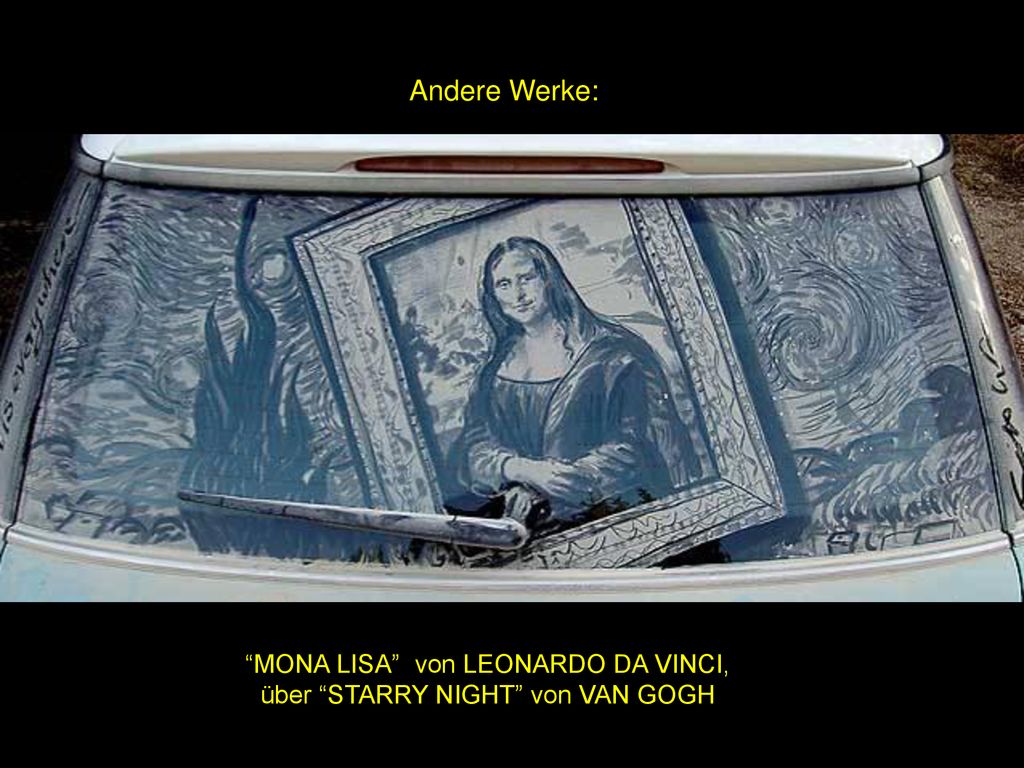 MONA LISA von LEONARDO DA VINCI, über STARRY NIGHT von VAN GOGH