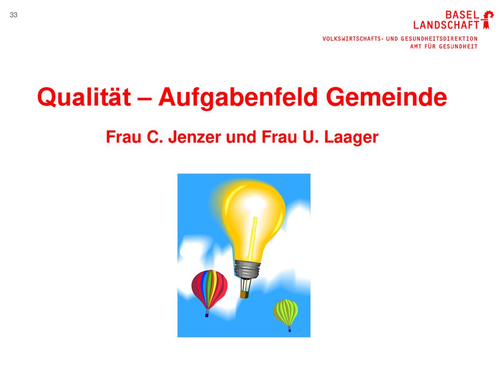 Qualität – Aufgabenfeld Gemeinde Frau C. Jenzer und Frau U. Laager