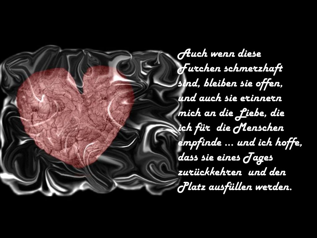 Auch wenn diese Furchen schmerzhaft. sind, bleiben sie offen, und auch sie erinnern. mich an die Liebe, die.