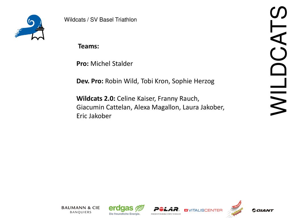 Teams: Pro: Michel Stalder. Dev. Pro: Robin Wild, Tobi Kron, Sophie Herzog.
