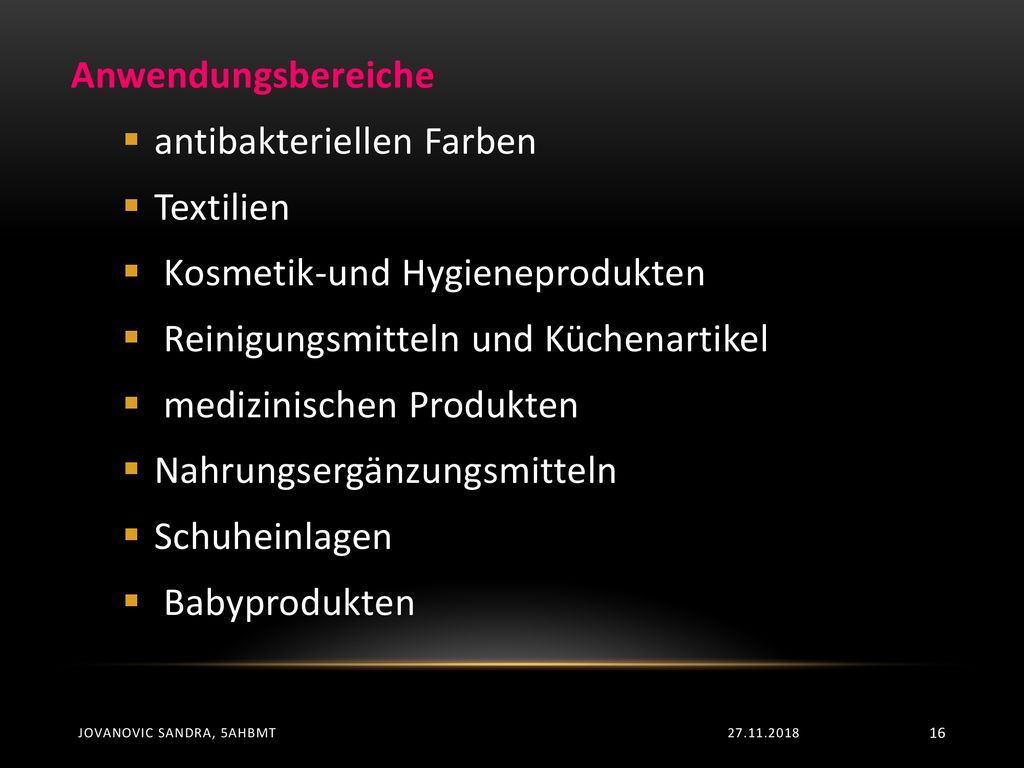 antibakteriellen Farben Textilien Kosmetik-und Hygieneprodukten