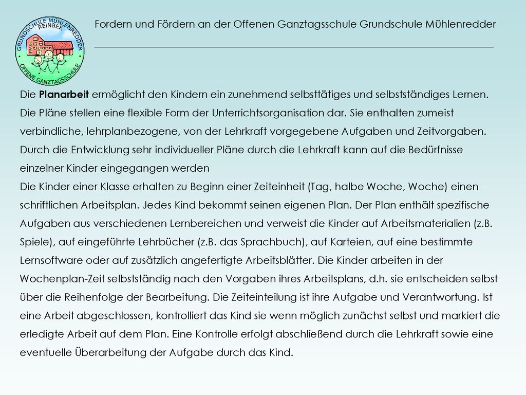 Fordern und Fördern an der Offenen Ganztagsschule Grundschule Mühlenredder