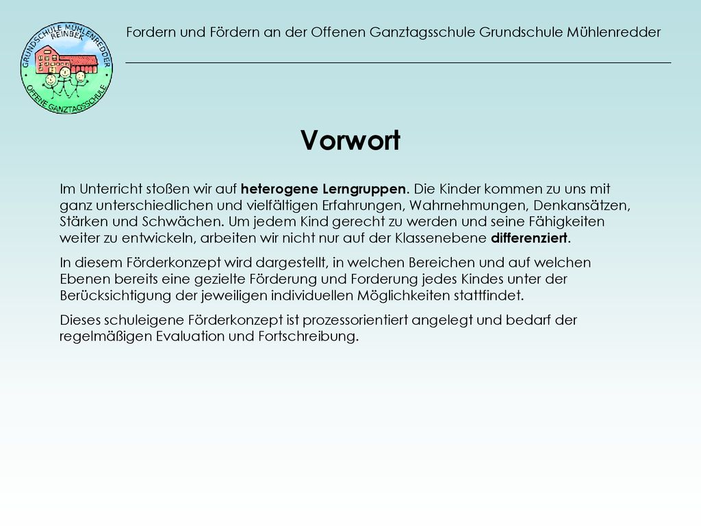 Fordern und Fördern an der Offenen Ganztagsschule Grundschule Mühlenredder