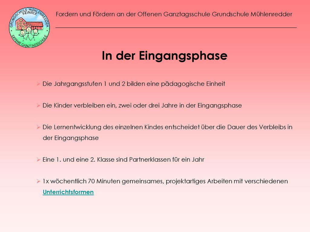 Fordern und Fördern an der Offenen Ganztagsschule Grundschule Mühlenredder
