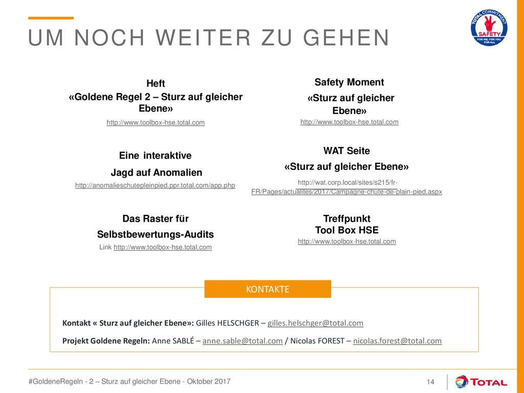 um NOCH WEITER ZU GEHEN Heft «Goldene Regel 2 – Sturz auf gleicher Ebene»