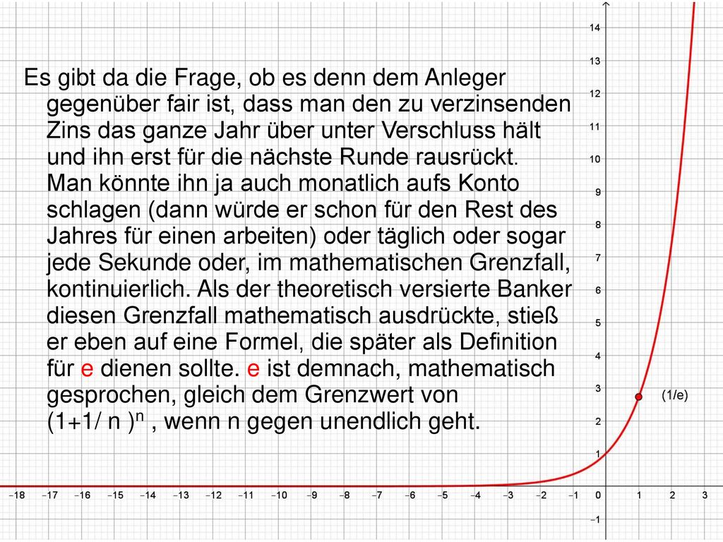 Es gibt da die Frage, ob es denn dem Anleger gegenüber fair ist, dass man den zu verzinsenden Zins das ganze Jahr über unter Verschluss hält und ihn erst für die nächste Runde rausrückt.
