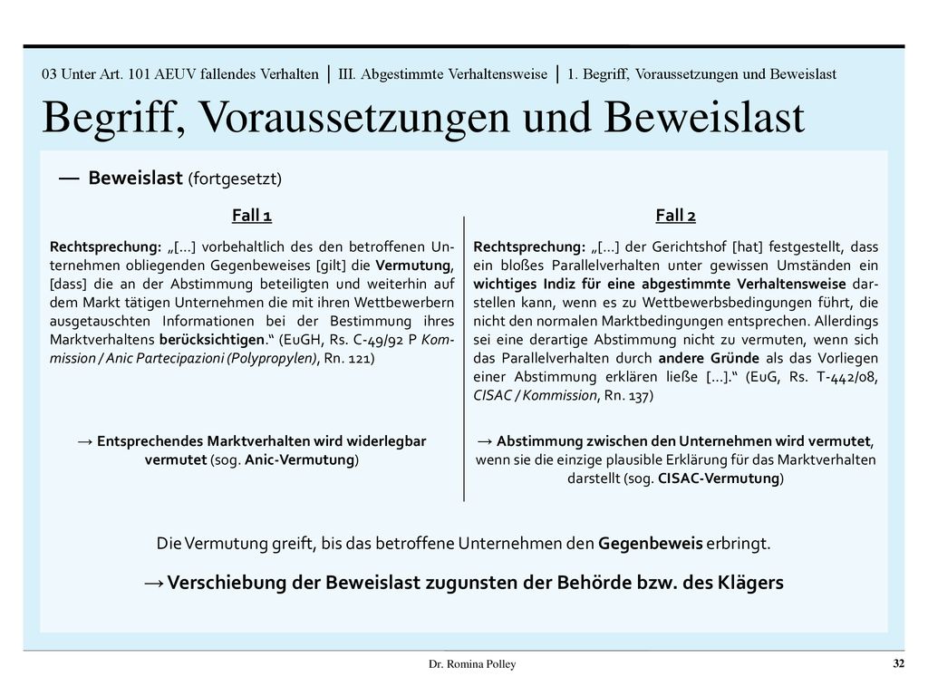 → Verschiebung der Beweislast zugunsten der Behörde bzw. des Klägers