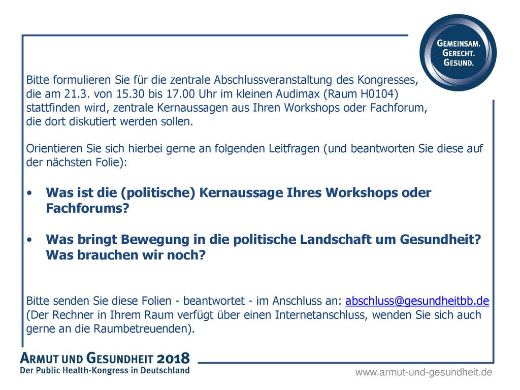Was ist die (politische) Kernaussage Ihres Workshops oder Fachforums