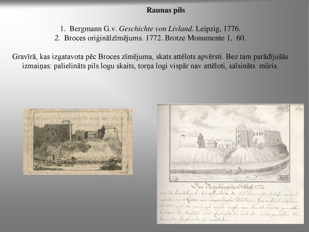 Raunas pils 1. Bergmann G. v. Geschichte von Livland. Leipzig,