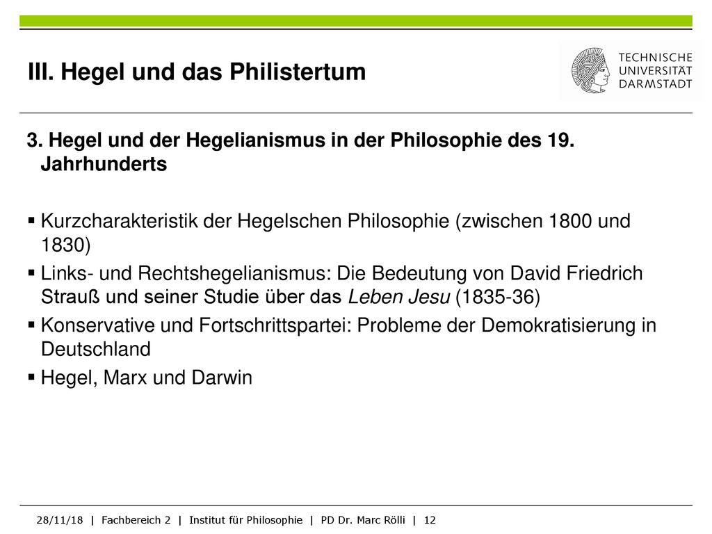 III. Hegel und das Philistertum
