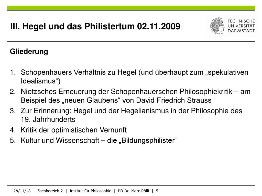 III. Hegel und das Philistertum