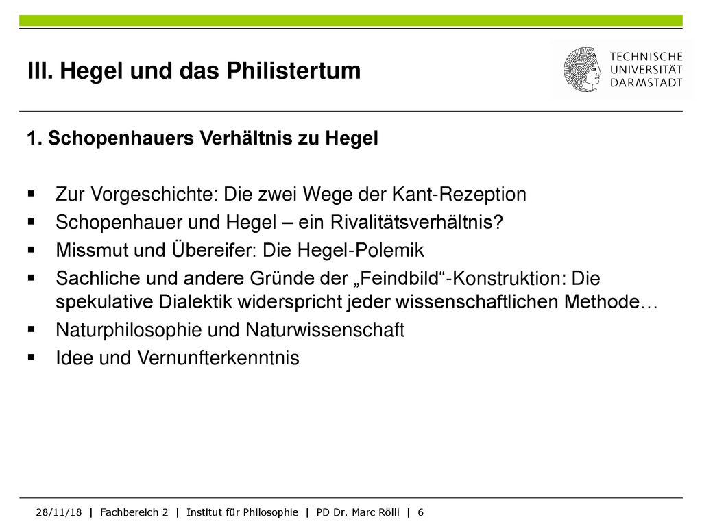 III. Hegel und das Philistertum
