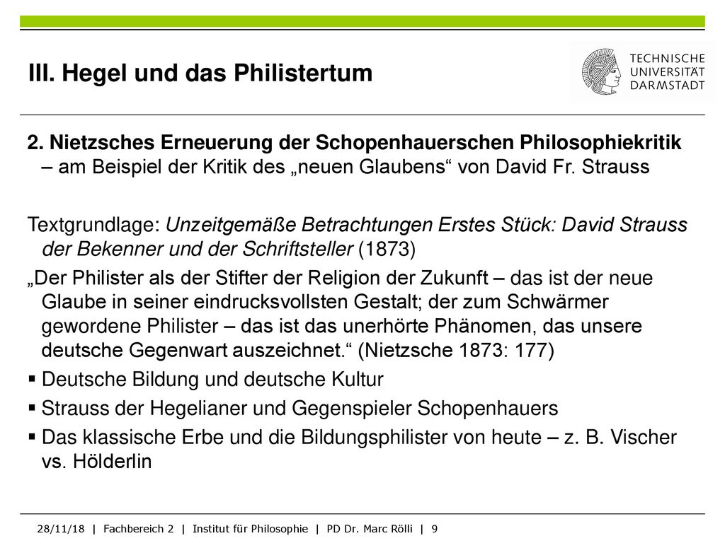 III. Hegel und das Philistertum