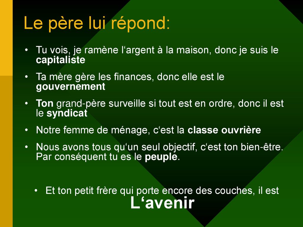 Et ton petit frère qui porte encore des couches, il est L‘avenir