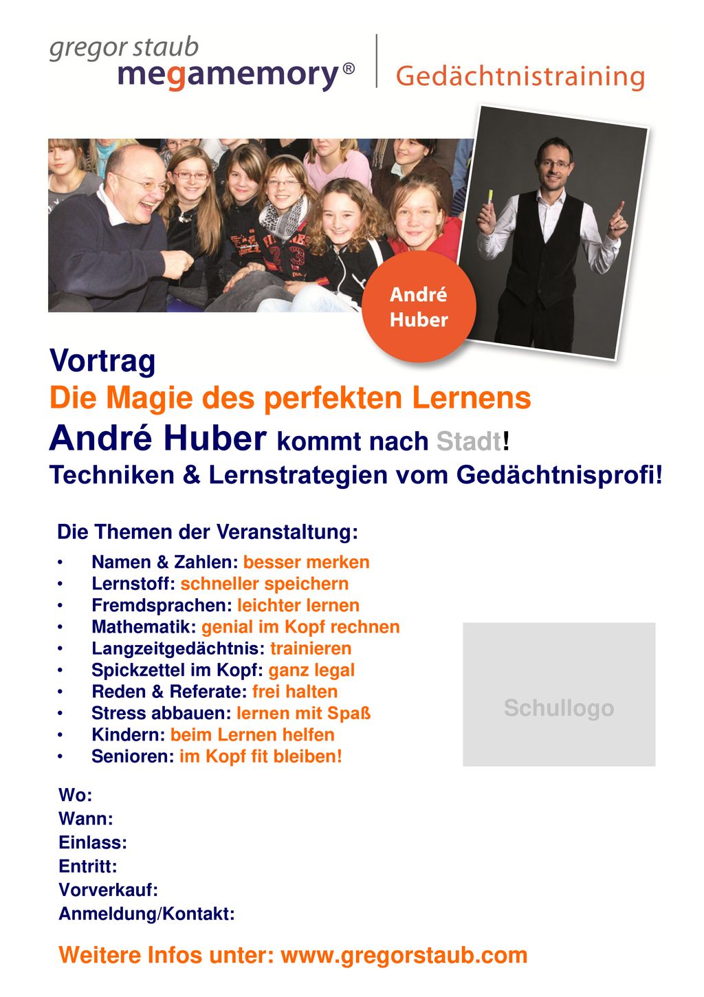 Vortrag Die Magie des perfekten Lernens André Huber kommt nach Stadt!