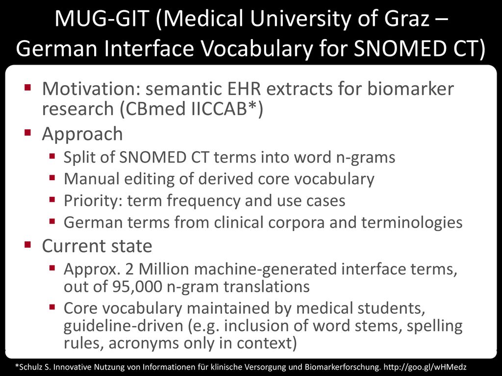 MUG-GIT (Medical University of Graz – German Interface Vocabulary for SNOMED CT)