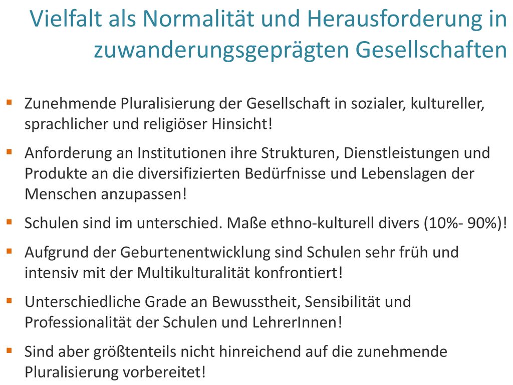 Vielfalt als Normalität und Herausforderung in zuwanderungsgeprägten Gesellschaften