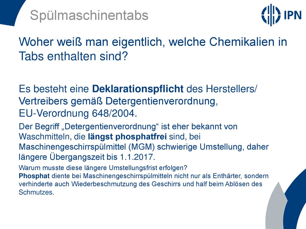 Spülmaschinentabs Woher weiß man eigentlich, welche Chemikalien in Tabs enthalten sind