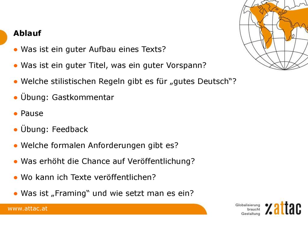 Ablauf Was ist ein guter Aufbau eines Texts Was ist ein guter Titel, was ein guter Vorspann