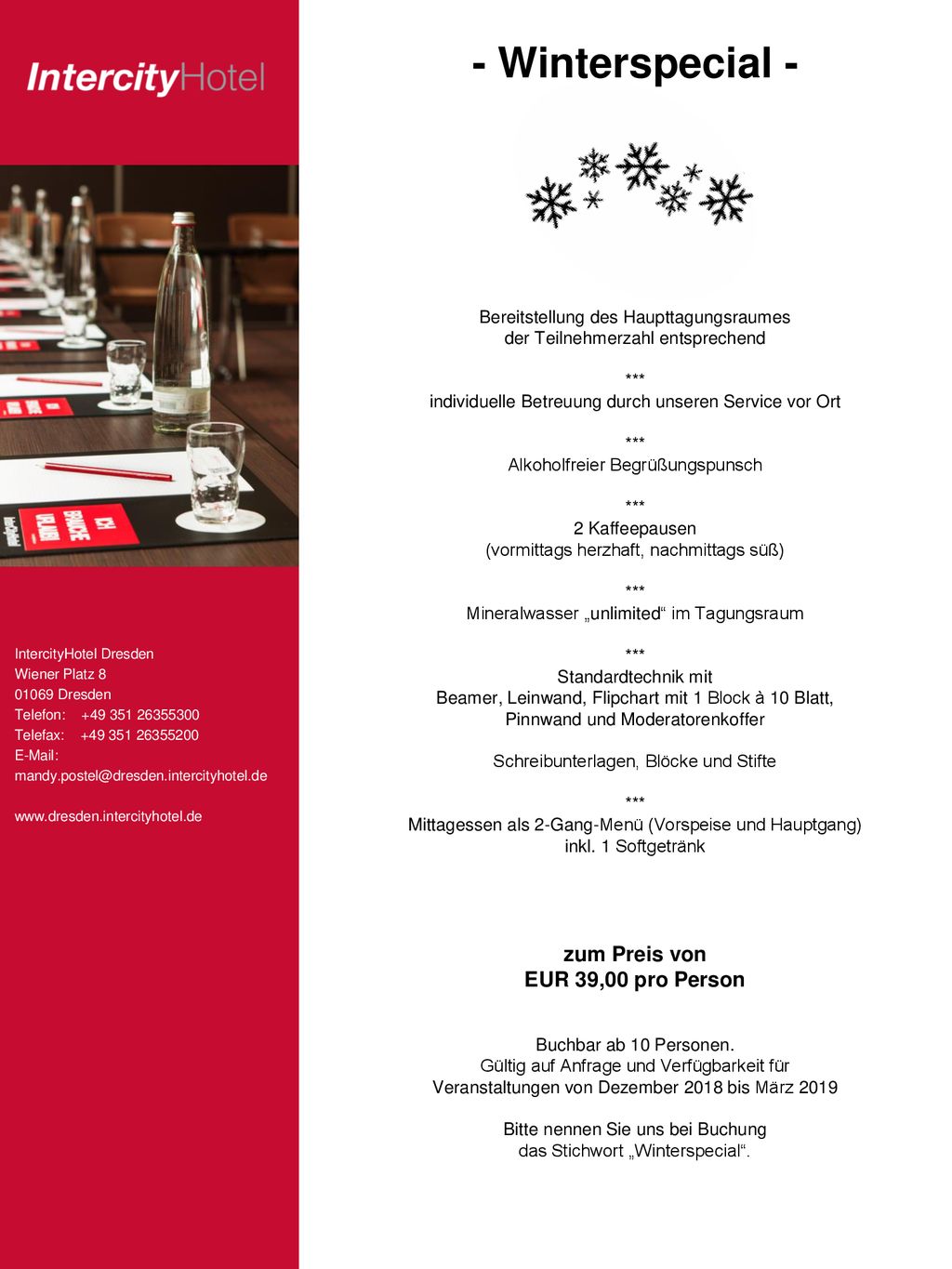 - Winterspecial - zum Preis von EUR 39,00 pro Person
