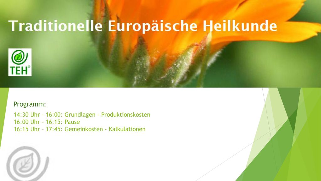 14:30 Uhr – 16:00: Grundlagen - Produktionskosten 16:00 Uhr – 16:15: Pause 16:15 Uhr – 17:45: Gemeinkosten - Kalkulationen