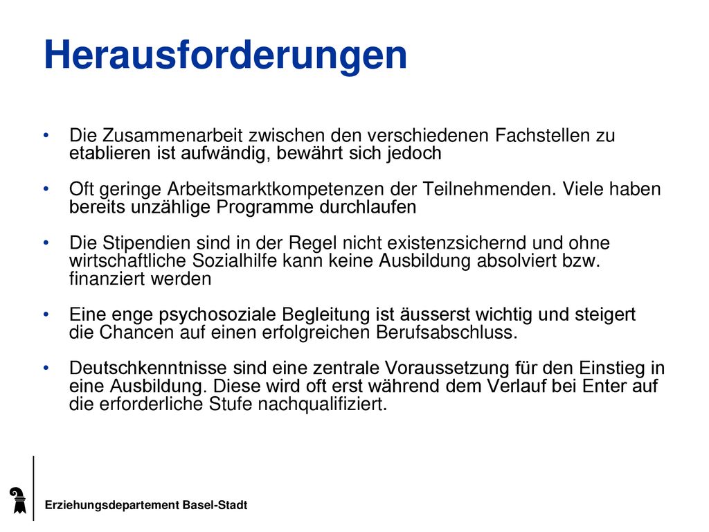 Herausforderungen Die Zusammenarbeit zwischen den verschiedenen Fachstellen zu etablieren ist aufwändig, bewährt sich jedoch.
