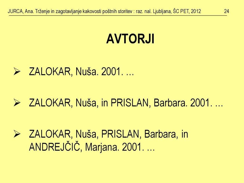 JURCA, Ana. Trženje in zagotavljanje kakovosti poštnih storitev : raz