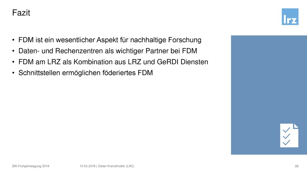 Fazit FDM ist ein wesentlicher Aspekt für nachhaltige Forschung
