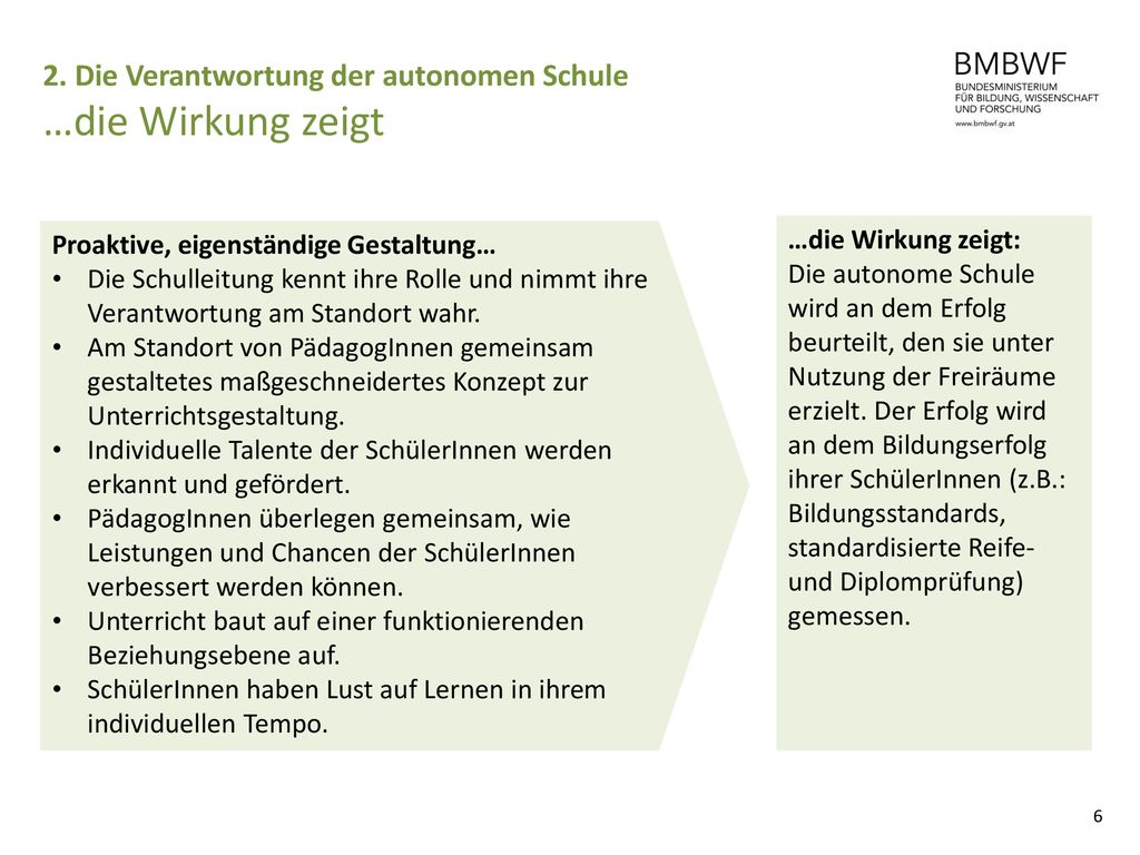 2. Die Verantwortung der autonomen Schule …die Wirkung zeigt