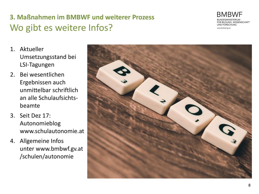 3. Maßnahmen im BMBWF und weiterer Prozess Wo gibt es weitere Infos