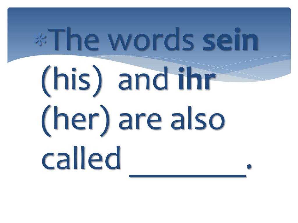 The words sein (his) and ihr (her) are also called _______.