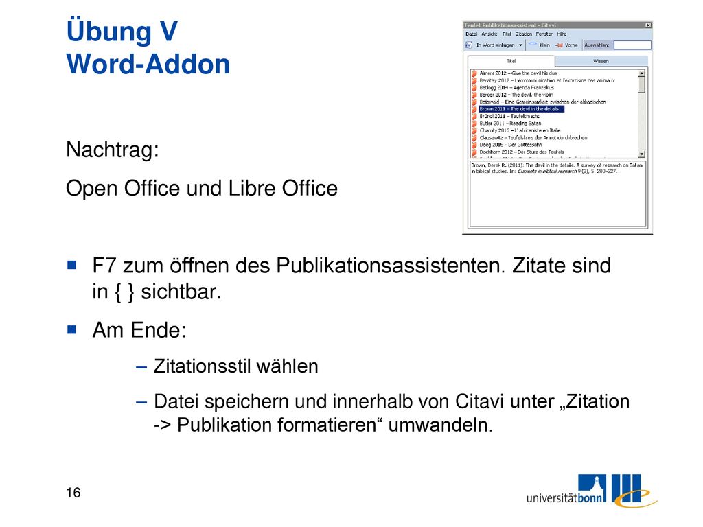 Übung V Word-Addon Nachtrag: Open Office und Libre Office