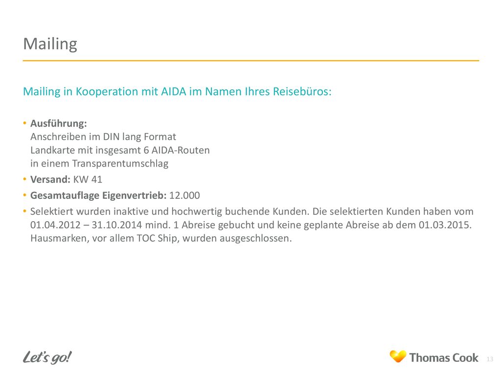 Mailing Mailing in Kooperation mit AIDA im Namen Ihres Reisebüros: