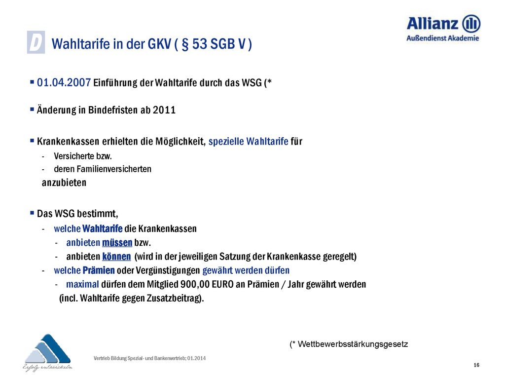 Wahltarife in der GKV ( § 53 SGB V )