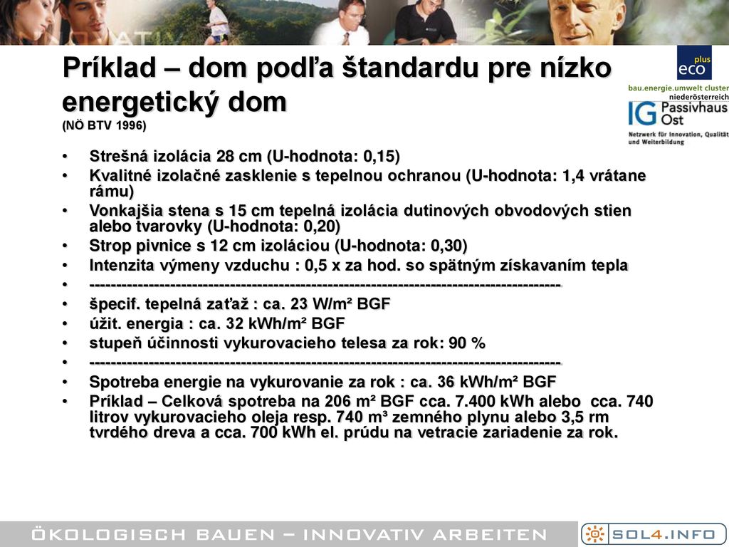 Príklad – dom podľa štandardu pre nízko energetický dom (NÖ BTV 1996)