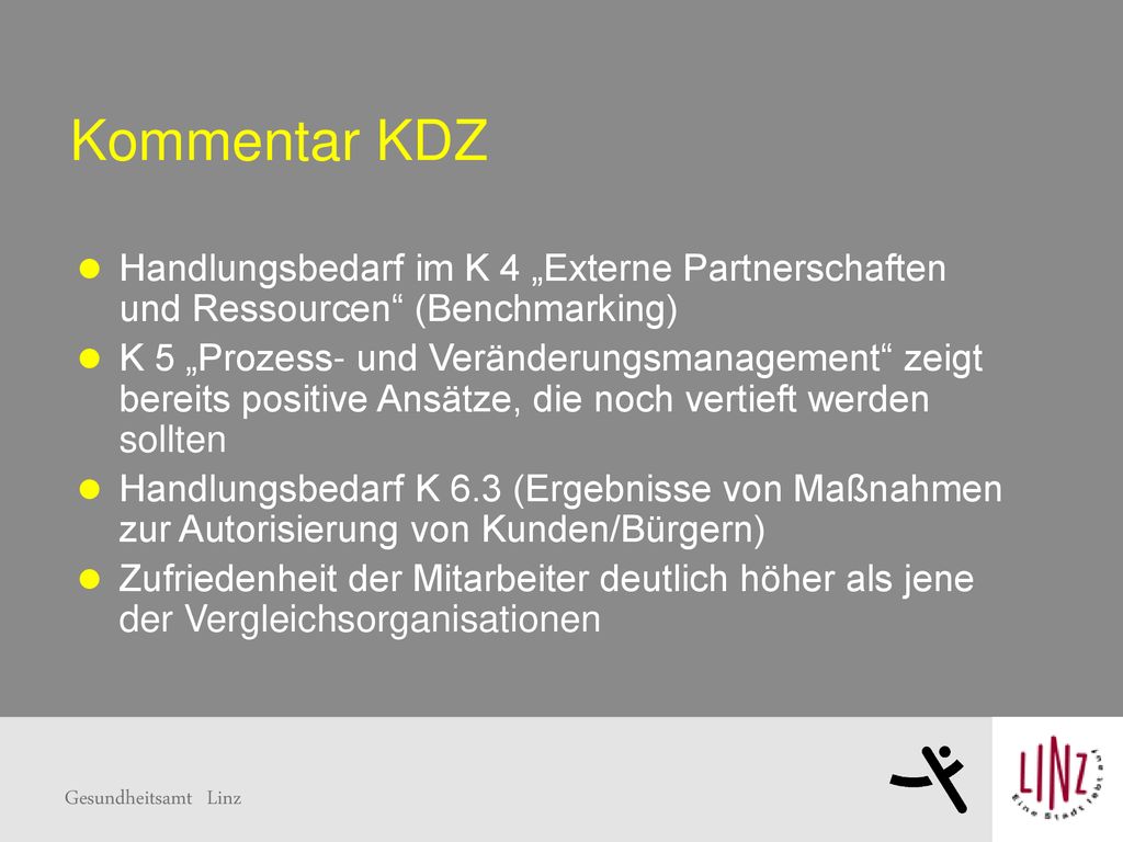 Kommentar KDZ Handlungsbedarf im K 4 „Externe Partnerschaften und Ressourcen (Benchmarking)