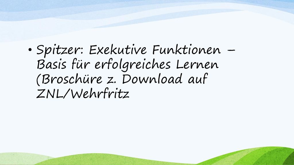 Spitzer: Exekutive Funktionen – Basis für erfolgreiches Lernen (Broschüre z.
