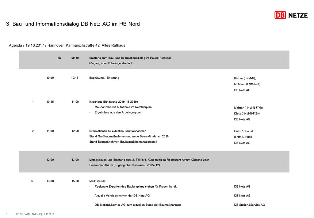 3. Bau- und Informationsdialog DB Netz AG im RB Nord