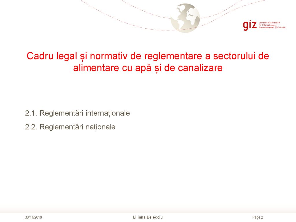 Cadru legal și normativ de reglementare a sectorului de alimentare cu apă și de canalizare