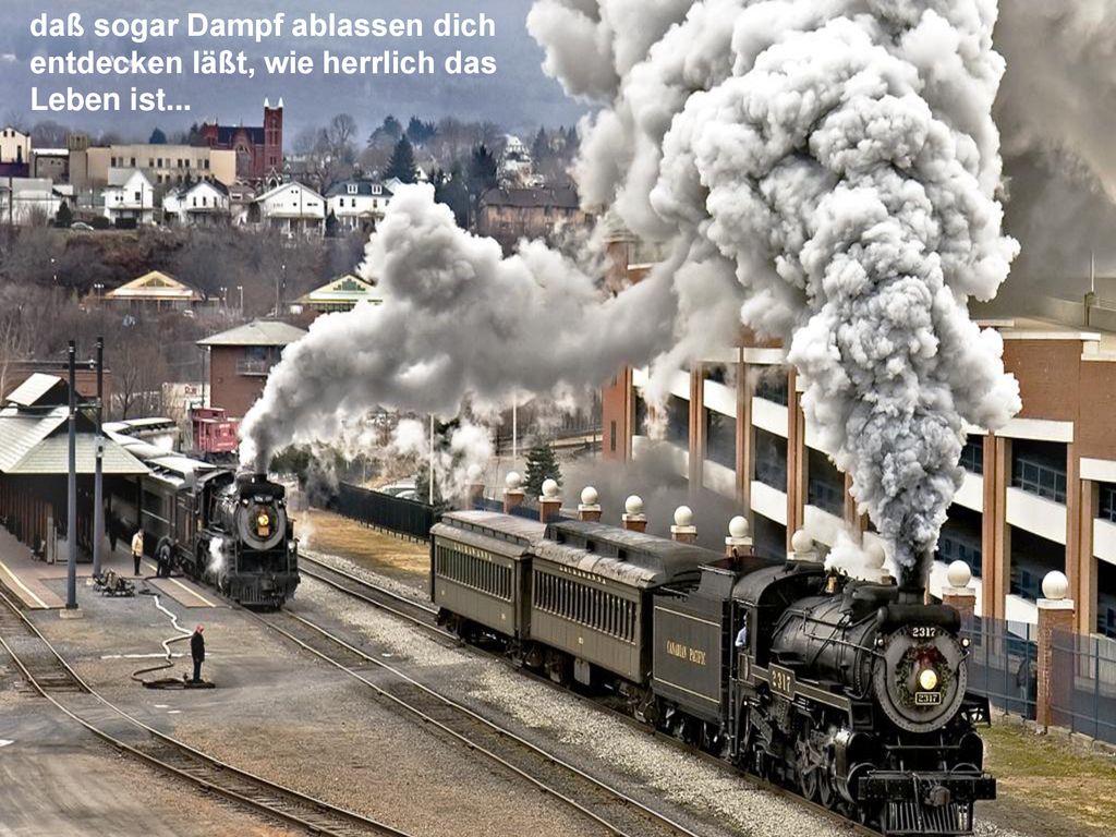 daß sogar Dampf ablassen dich entdecken läßt, wie herrlich das Leben ist...