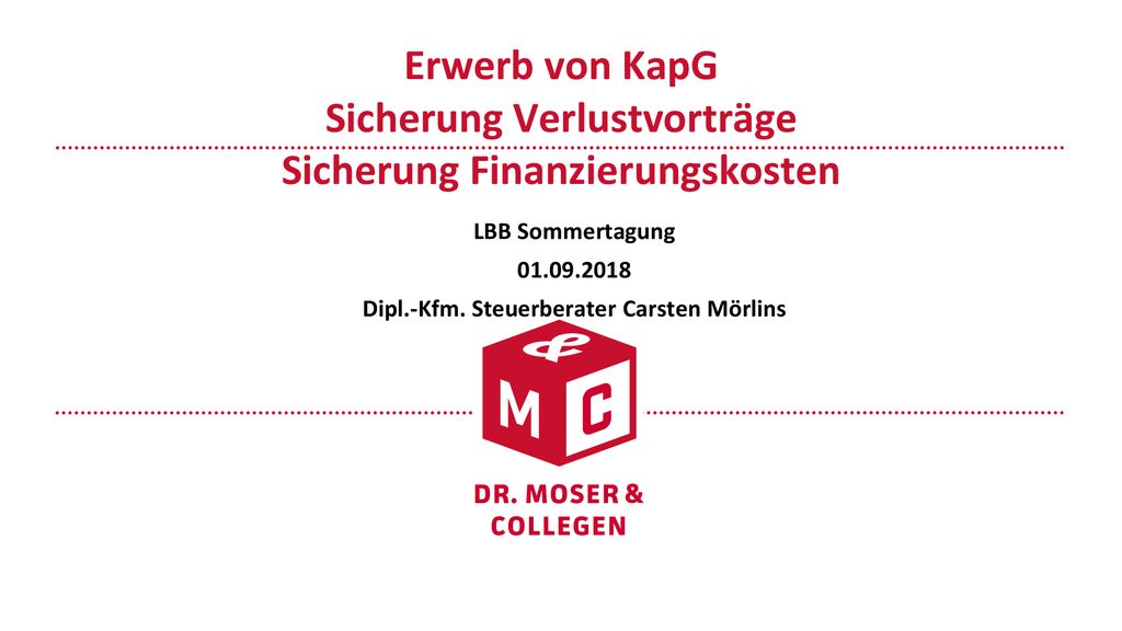 LBB Sommertagung Dipl.-Kfm. Steuerberater Carsten Mörlins