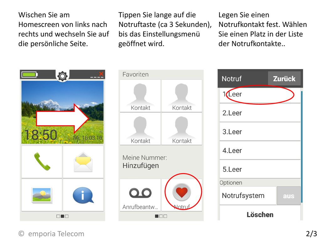 Wischen Sie am Homescreen von links nach rechts und wechseln Sie auf die persönliche Seite.