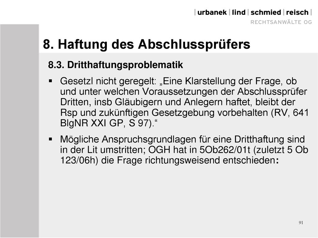 8. Haftung des Abschlussprüfers