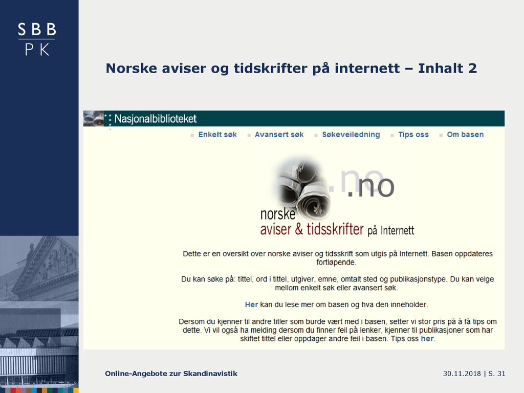 Norske aviser og tidskrifter på internett – Inhalt 2