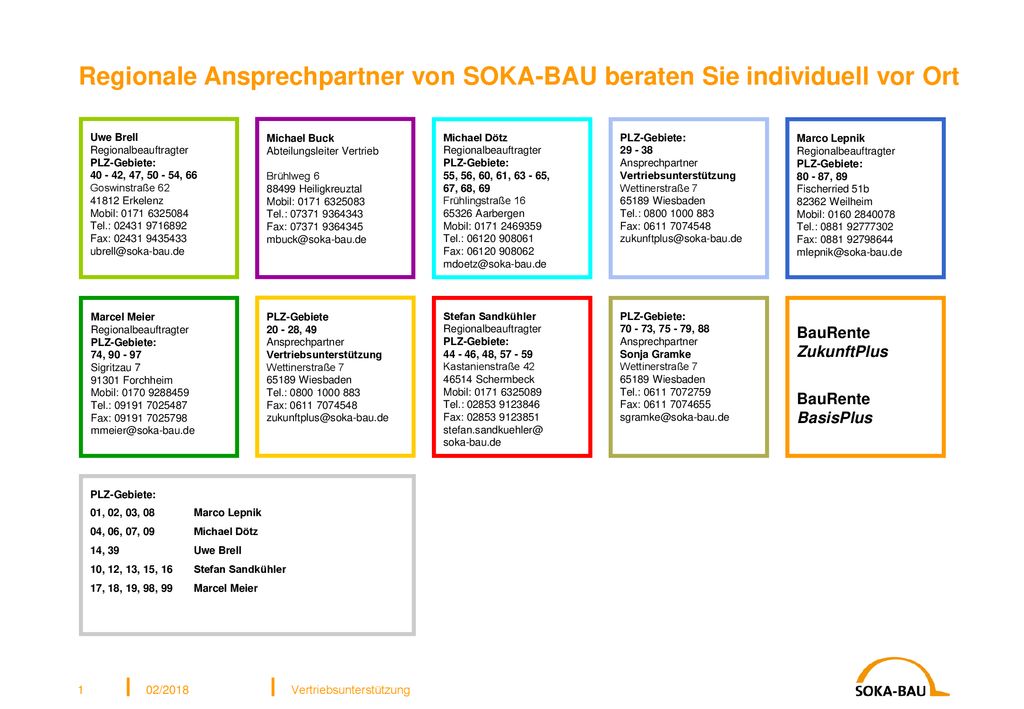 Regionale Ansprechpartner von SOKA-BAU beraten Sie individuell vor Ort