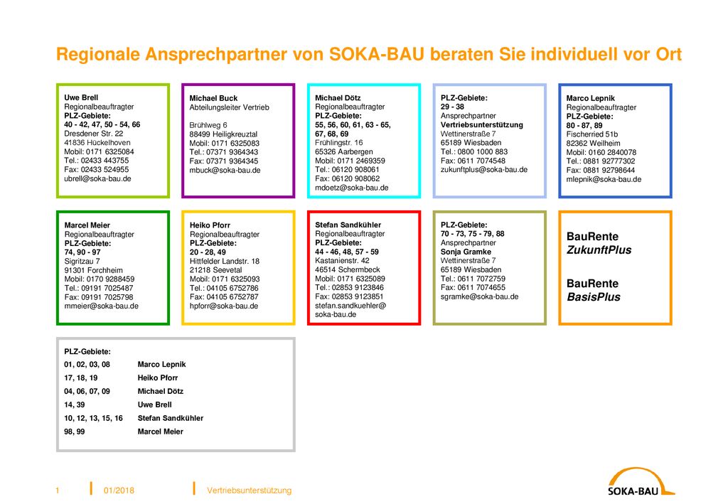 Regionale Ansprechpartner von SOKA-BAU beraten Sie individuell vor Ort